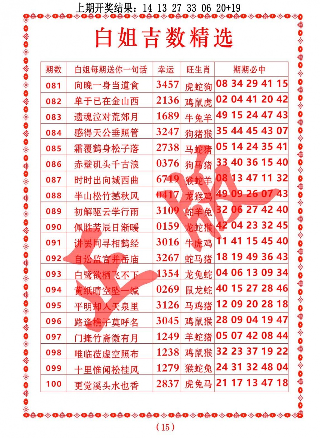 086期白姐吉数精选[图]